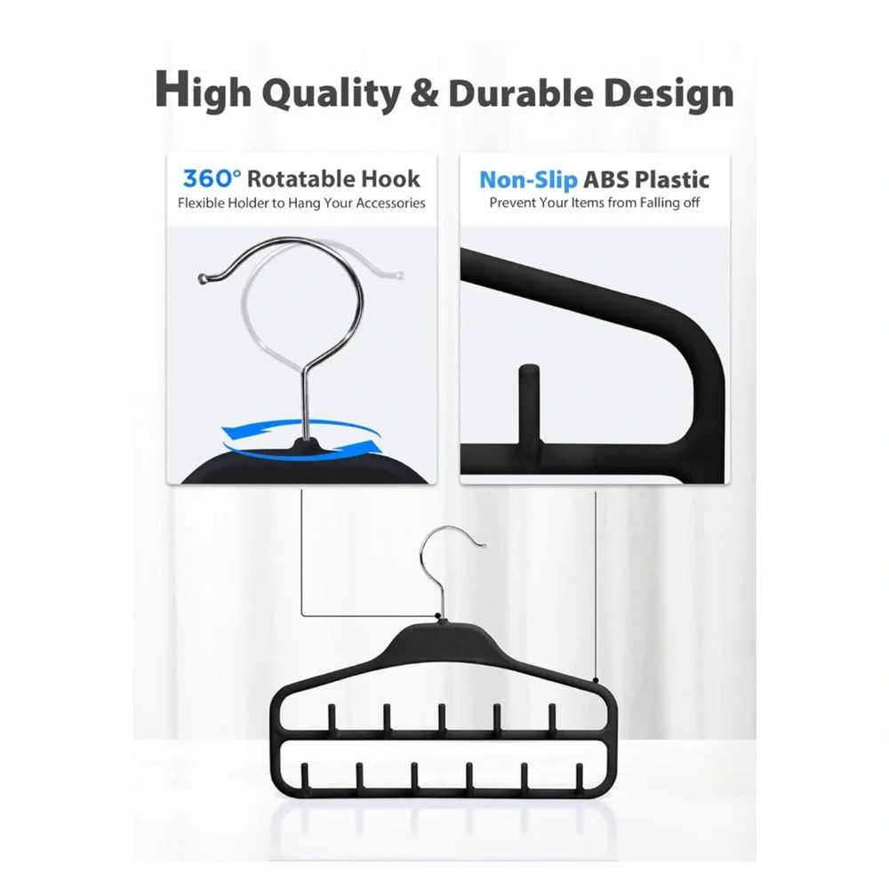 Black Multi-Purpose Hangers for belts, ties, accessories, etc. Set of Two
